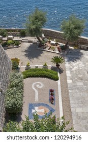 Courtyard Of Frankopan Castle In Krk Town. Krk Island, Croatia.