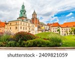 Courtyard garden in Wawel Royal Castle in Cracow, Poland.