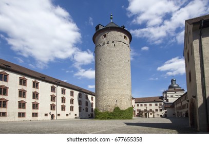 Courtyard And Main Tower Of Marienburg Castle In Wurzburg, Germany