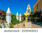 Courtyard of the Monastery of Paleokastritsa at Greek island Corfu.