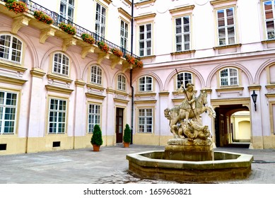 Courtyard Of Primates Palace And Hall Of Mirrors In Bratislava Slovakia 