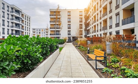 Courtyard in a residential building block of flats