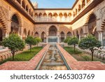 Courtyard in the Royal Alcazar of Seville (Real Alcazar de Sevilla), Seville, Spain  