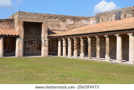 Courtyard of Stabian baths (Terme Stabiane) in Pompeii