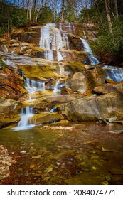 Cove Creek Falls In Brevard North Carolina, USA.