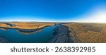 Cove Palisades State Park, Oregon - August 31st 2019: A panoramic view shows the Crooked River arm of Lake Billy Chinook and surrounding landscape.