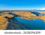 Cove Palisades State Park, Oregon - August 31st 2019: An aerial view shows the Crooked River arm of Lake Billy Chinook and the surrounding cliffs.