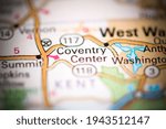 Coventry Center. Rhode Island. USA on a geography map