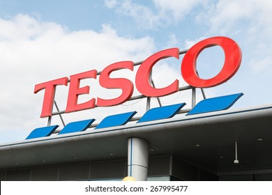 Coventry, UK - March 27th 2015:  Tesco is still seeing its profits falling as retail prices in the UK continue to drop.
