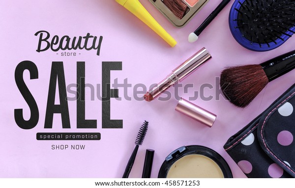 Cover Design Makeup Cosmetics Brushes On Stock Photo (Edit
