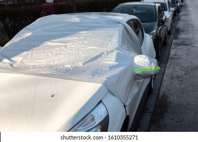 Cover On The Windshield Of The Car From Freezing.  