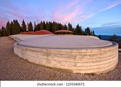 The coverage of the Italian fort of Campolongo (now renovated). It played a key role during the hard fights of the Great War on the Lavarone and Asiago plateaus. - Shutterstock ID 1255540672