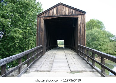 Covered Bridge At Bollinger Mill State Historic Site In Missouri