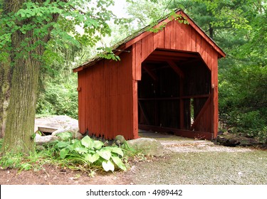 Covered Bridge In A Connecticut Forest