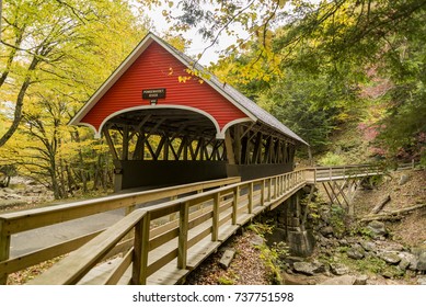 Covered bridge over Pemigewasset River at the Flume Gorge in Fanconia State Park, New Hampshire