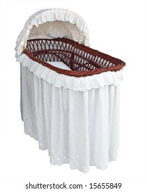 Covered Cane Bassinet Isolated With Clipping Path