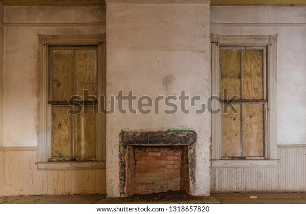 Covered Windows Old Brick Fireplace Vintage Stock Photo Edit Now