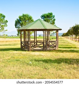 Covered wooden gazebos in a italian countyside (Tuscany - Italy) - Shutterstock ID 2054554577