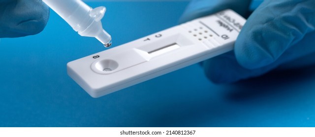 Covid rapid antigen nasal test. Self test at home or at corona test station. - Shutterstock ID 2140812367