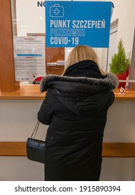 COVID Vaccination Que At The Hospital. Poland Gdynia City. 12.02.2021