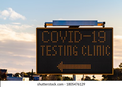 Covid-19 drive-through testing clinic sign in Australia