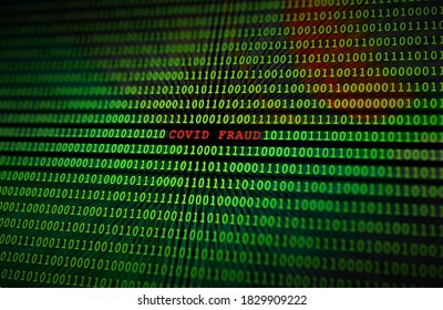 Covid-19 Fraud Scam on a Binary Monitor Screen