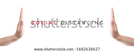 COVID-19 Maintain Social distancing banner - Handshake prohibition sign  - hygiene and social distancing measure