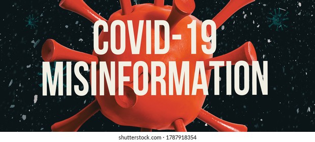 Covid-19 Misinformation Theme With A Big Red Virus