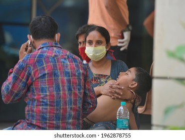 Covid-19 Patient Family Members Wait Outside Covid-19 Ward Of A Government Hospital In Kolkata, India, 26 April, 2021.