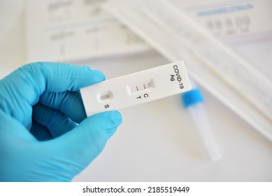 COVID-19 Positive Test Result By Using COVID-19 Antigen Test Kit Or ATK, Rapid Test Method 