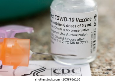 Covid-19 Vaccine, CDC Card And Syringe