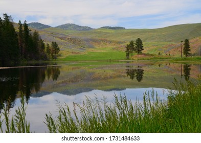 Cow Lake Reflections In Okanogan County, Washington