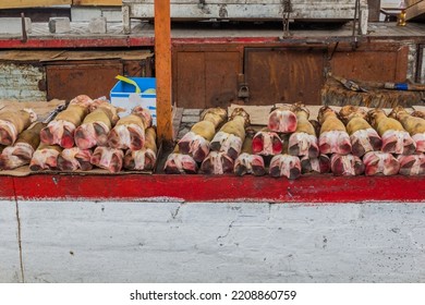 Cow Legs Stall At The Bazaar In Osh, Kyrgyzstan