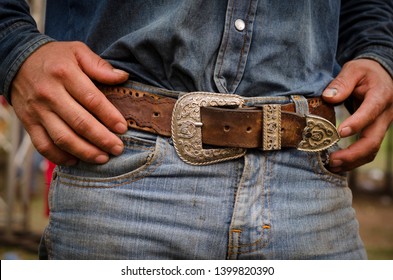 cowboy belt with artisan silver buckle