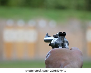 Cowboy Revolver On Display Outdoors