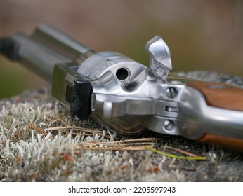 Cowboy Revolver On Display Outdoors