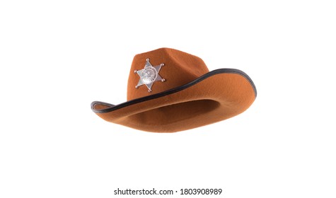 Cowboy Sheriff Hat Isolated On White Background