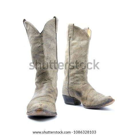 Cowboy's boots from a natural leather