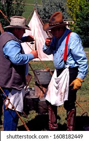 Cowboys Sampling The Food, World Championship Chuckwagon Roundup At Cowboy Roundup USA In Amarillo, Texas, USA, June 12, 1999