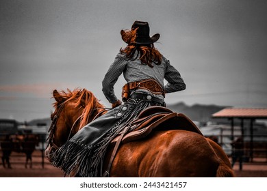 Cowgirl Rides Away Into Storm