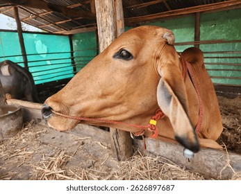 The cows are in the barn.