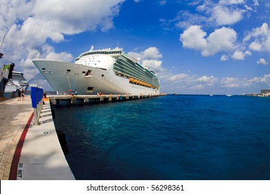 Cozumel Port With Cruise Ship In Turquoise Water