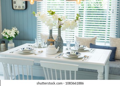 Cozy Beach Blue Dining Room At Home