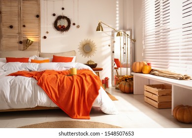 Cozy Bedroom Interior Inspired By Autumn Stock Photo 1548507653 ...