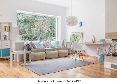 Cozy Bright Living Room And Big Window