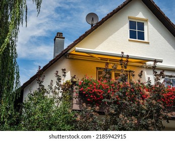 Cozy, Clean And Tidy Village House. Sliding Awning Awning On The Balcony. Sunny Colors.