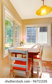 Cozy dining table breakfast area in the small kitchen.
