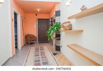 cozy entrance hall in the apartment in a light color. High quality photo