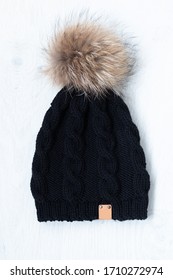 Cozy knitted winter black hat