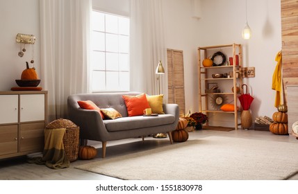 Cozy Living Room Interior Inspired By Autumn Colors